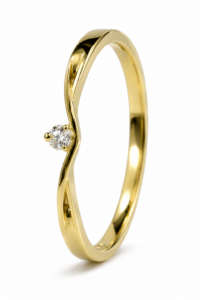 Anillo de compromiso de oro amarillo de 18 quilates con diamante natural talla brillante de 0,045 ct