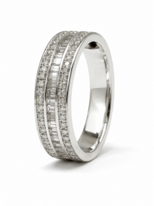Anillo de compromiso de fantasía en oro blanco de 18 quilates con diamantes naturales de 0,50 ct