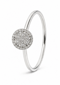 Anillo de compromiso de oro blanco de 18 quilates con diamantes naturales talla brillante de 0,49 ct