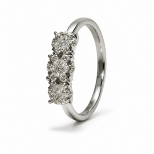 Anillo de compromiso de fantasía en oro blanco de 18 quilates con diamantes naturales talla brillante de 0,49 ct
