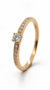 Anillo de compromiso de oro amarillo de 18 quilates con diamantes naturales talla brillante de 0,277 ct