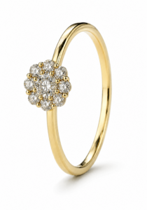 Anillo de compromiso de oro amarillo de 18 quilates con diamantes naturales talla brillante de 0,262 ct