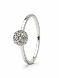 Anillo de compromiso de oro blanco de 18 quilates con diamante natural talla brillante de 0,26 ct