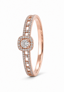 Anillo de compromiso de oro rosa de 18 quilates con diamantes naturales talla brillante de 0,386 ct