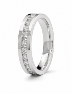 Anillo de compromiso de fantasía en oro blanco de 18 quilates con diamantes naturales talla brillante de 0,35 ct