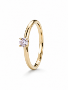 Anillo de compromiso de oro amarillo de 18 quilates con diamante natural talla brillante de 0,20 ct