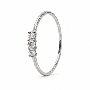 Anillo de compromiso de oro blanco de 18 quilates con diamantes naturales talla brillante de 0,15 ct