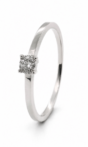 Anillo de compromiso de oro blanco de 18 quilates con diamante natural talla brillante de 0,16 ct