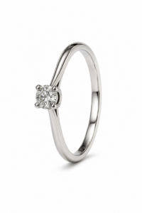 Anillo de compromiso de oro blanco de 18 quilates con diamante natural talla brillante de 0,21 ct
