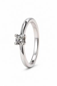 Anillo de compromiso de oro blanco de 18 quilates con diamante natural talla brillante de 0,31 ct