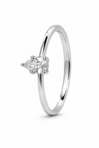 Anillo de compromiso de oro blanco de 18 quilates con diamante natural talla pera de 0,32 ct