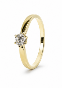 Anillo de compromiso de oro amarillo de 18 quilates con diamante natural talla brillante de 0,43 ct