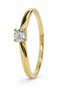Anillo de compromiso de oro amarillo de 18 quilates con diamante natural talla brillante de 0,41 ct