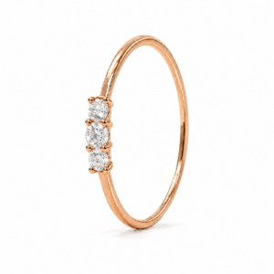 Anillo de compromiso de oro rosa de 18 quilates con diamantes naturales talla brillante de 0,15 ct
