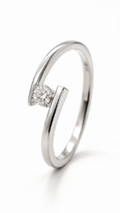 Anillo de compromiso de oro blanco de 18 quilates con paladio y diamante natural talla brillante de 0,26 ct